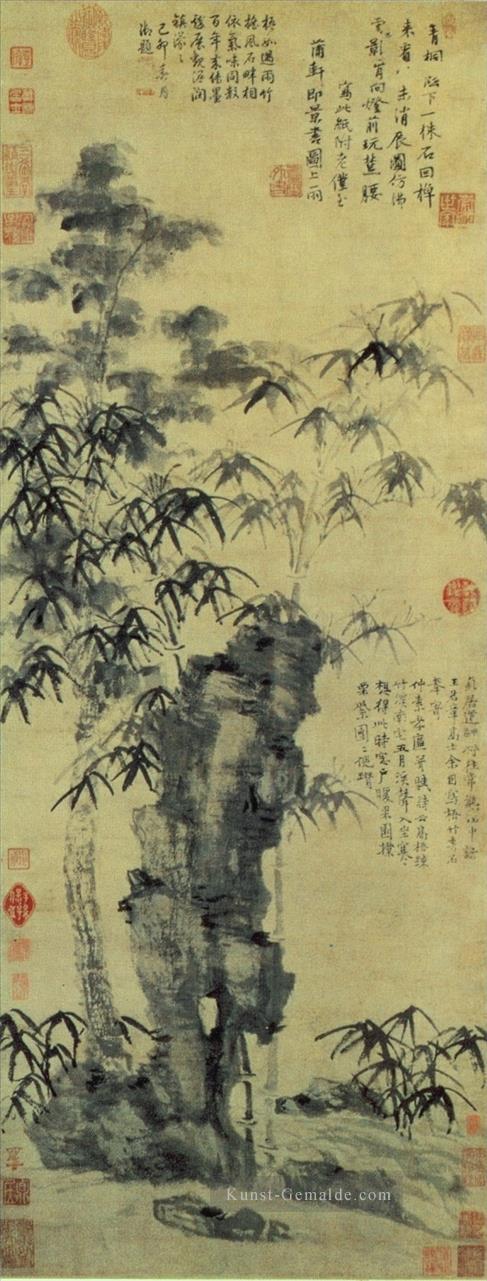 Bambus und elegante alte China Tinte aus Stein Ölgemälde